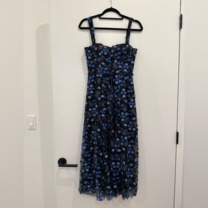 Floral Black and Blue Maxi Dress